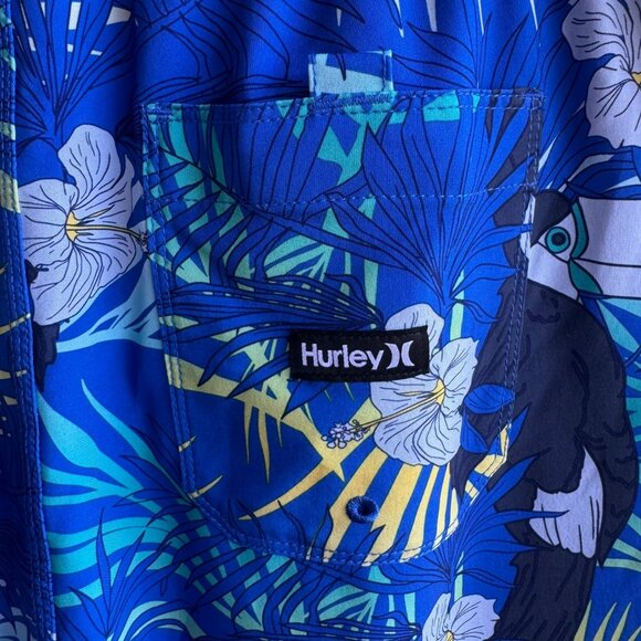 Hurley Cannonball Volley Floral Swim Trunks Drawstrings Shorts Men's Size L - Picture 6 of 7